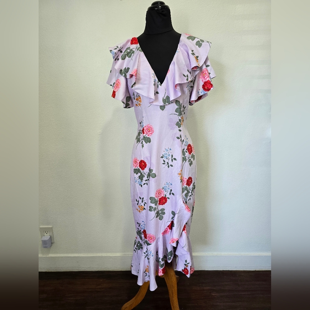 Keepsake Floral Ruffle Dress - Purple